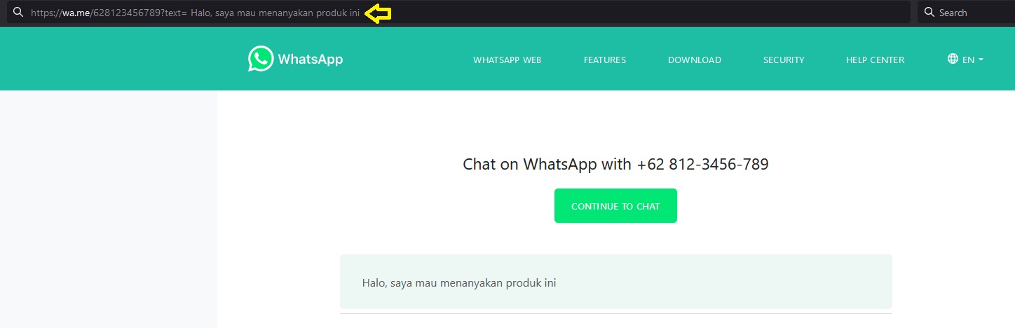 whatsapp link with text