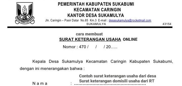 Surat Keterangan Usaha