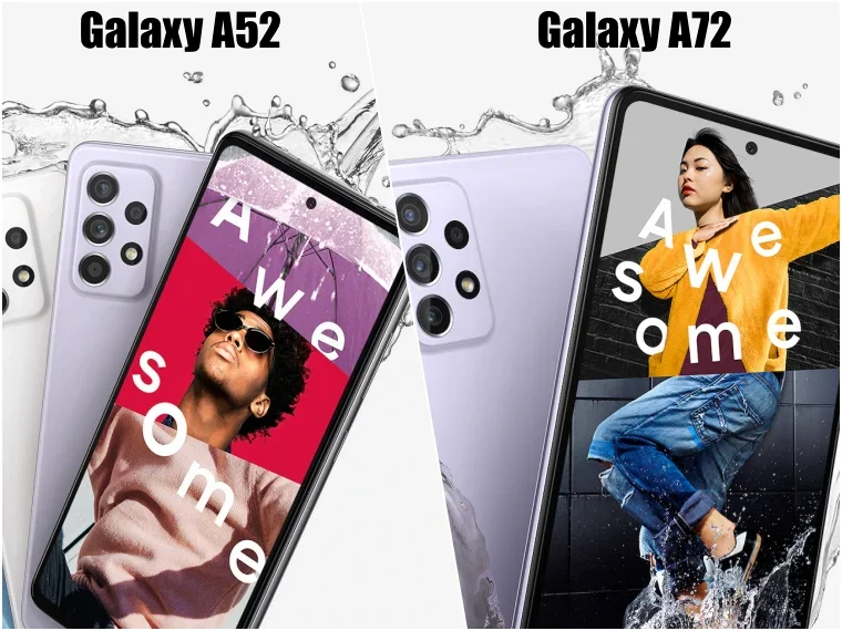Desain Samsung A52 dan A72