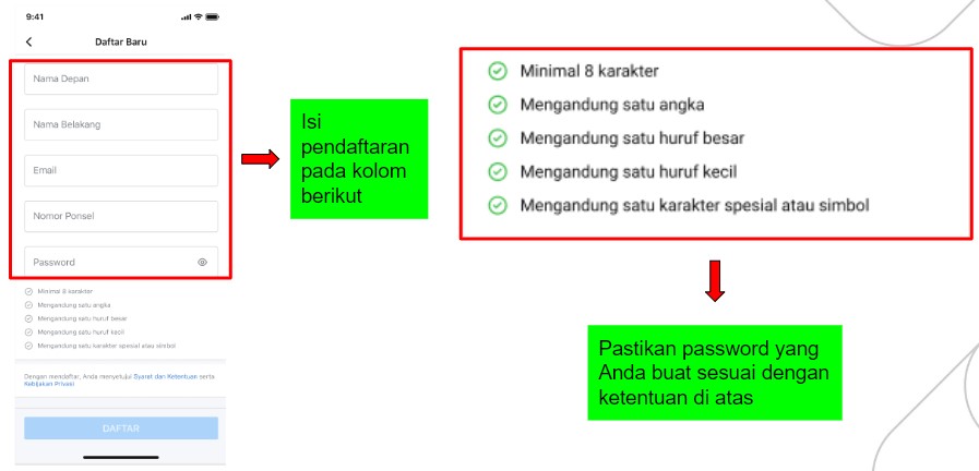 Isi informasi toko dan buat password Isi informasi toko dan buat password