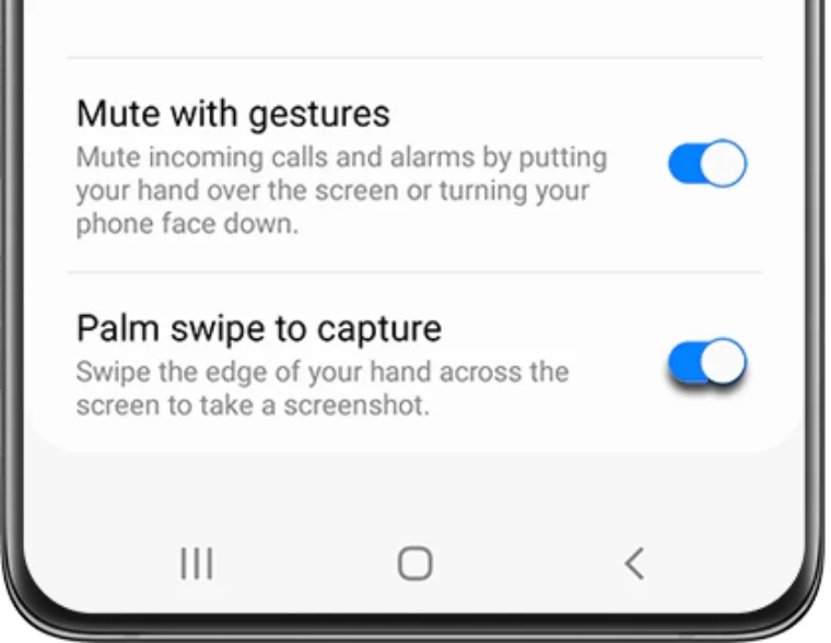 Melakukan Screenshot dengan Sapuan Telapak tangan