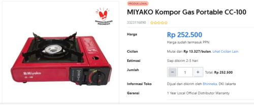Rekomendasi Kompor Portable MIYAKO Kompor Gas Portable CC-100